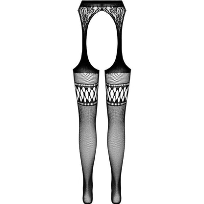 PASSION S026 BLACK TIGHTS WITH GARTER ONE SIZE