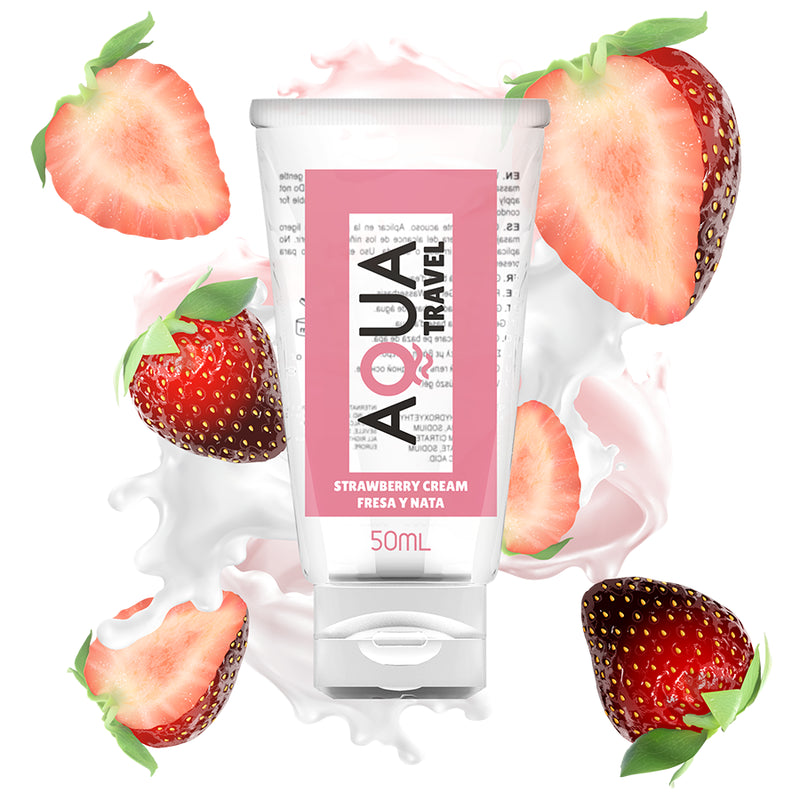 AQUA TRAVEL STRAWBERRY CREAM FLAVOUR WATERBASED LUBRICANT 50 ML