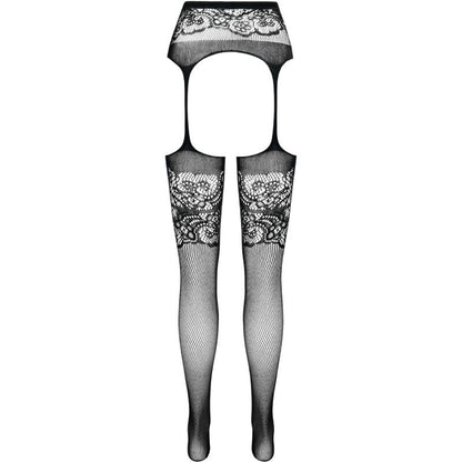 PASSION S029 BLACK TIGHTS WITH GARTER ONE SIZE