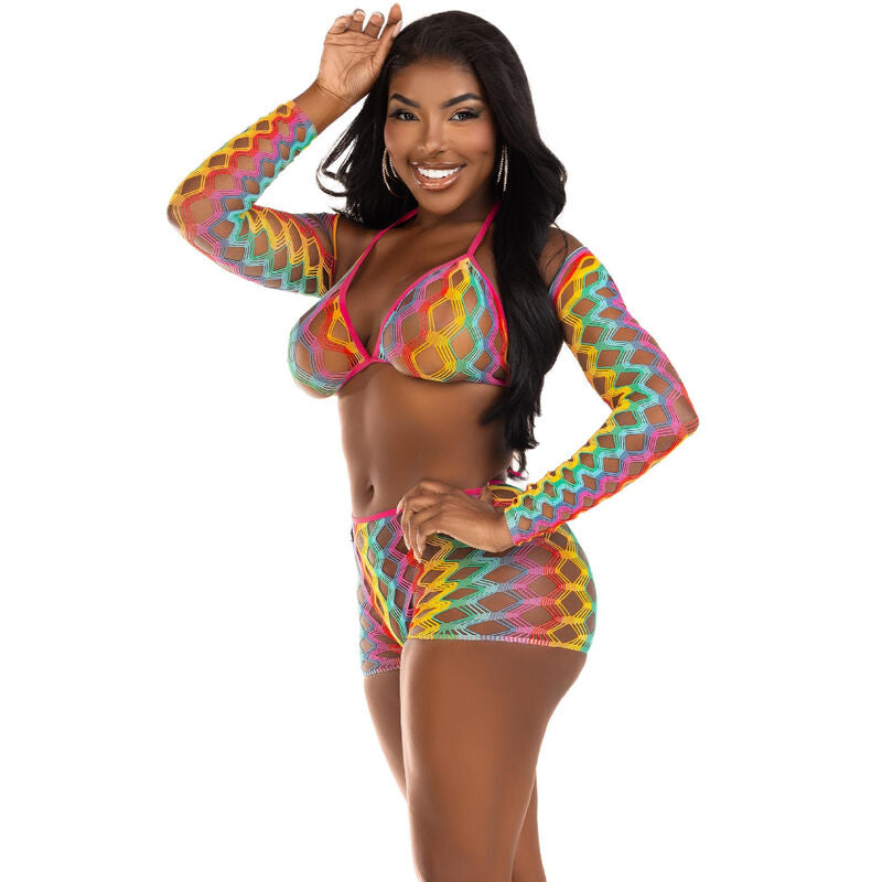 LEG AVENUE THREE PIECE SET MULTICOLOR