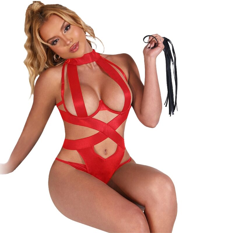 SUBBLIME SEXY HALTER BODY WITH HARNESS RED S M