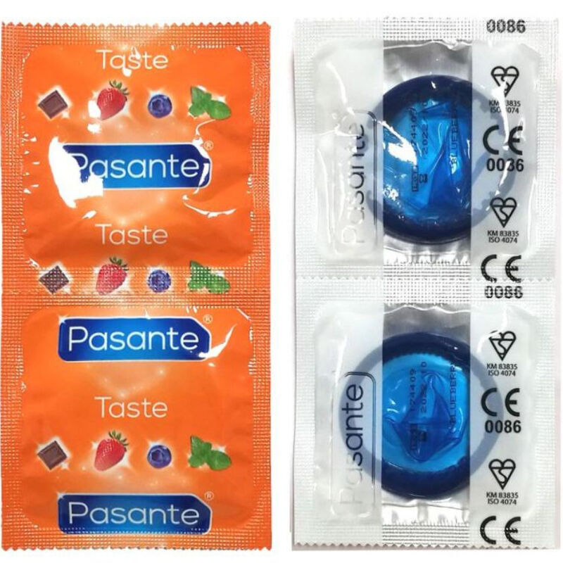 PASANTE CONDOMS FLAVOR BLUEBERRY BAG 144 UNITS