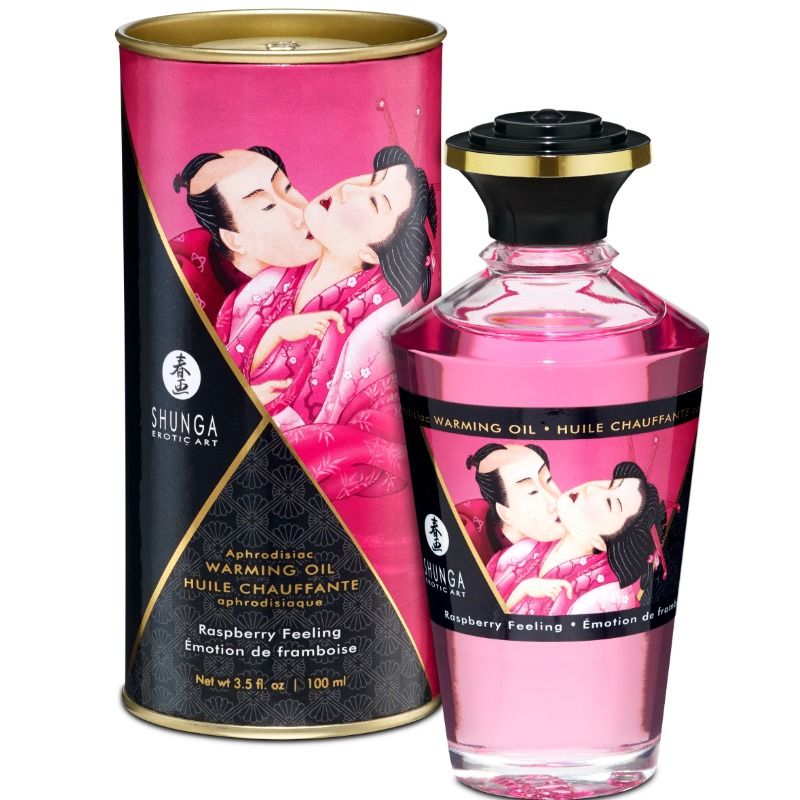 SHUNGA HEAT EFFECT MASSAGE OIL INTENSE RASPBERRY FLAVOR 100 ML