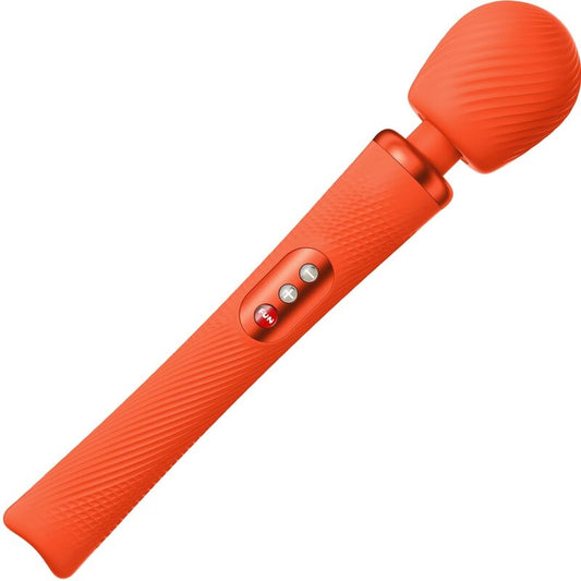 FUN FACTORY VIM SILICONE RECHARGEABLE VIBRATING WEIGHTED RUMBLE WAND SUNRISE ORANGE