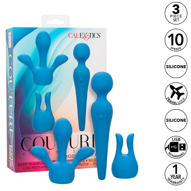 CALEXOTICS COUTURE KIT VIBRATOR WAND 10 VIBRATIONS BLUE