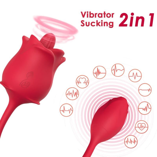 ARMONY ROSE 2 IN 1 SUCTION STIMULATOR VIBRATOR 10 MODES WITH RED TAIL