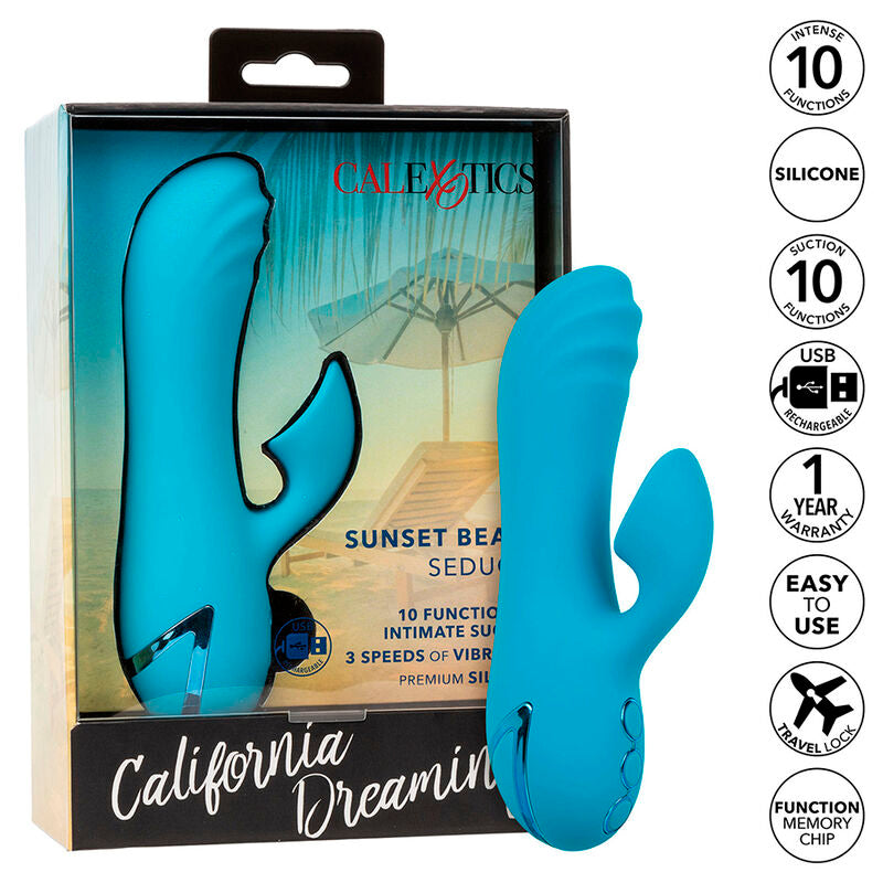 CALEXOTICS SUNSET BEACH SEDUCER VIBRATOR STIMULATOR 10 FUNCTIONS BLUE