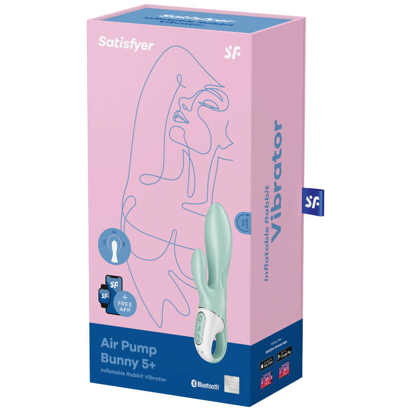 SATISFYER AIR PUMP BUNNY 5 INFLATABLE RABBIT VIBRATOR APP GREEN