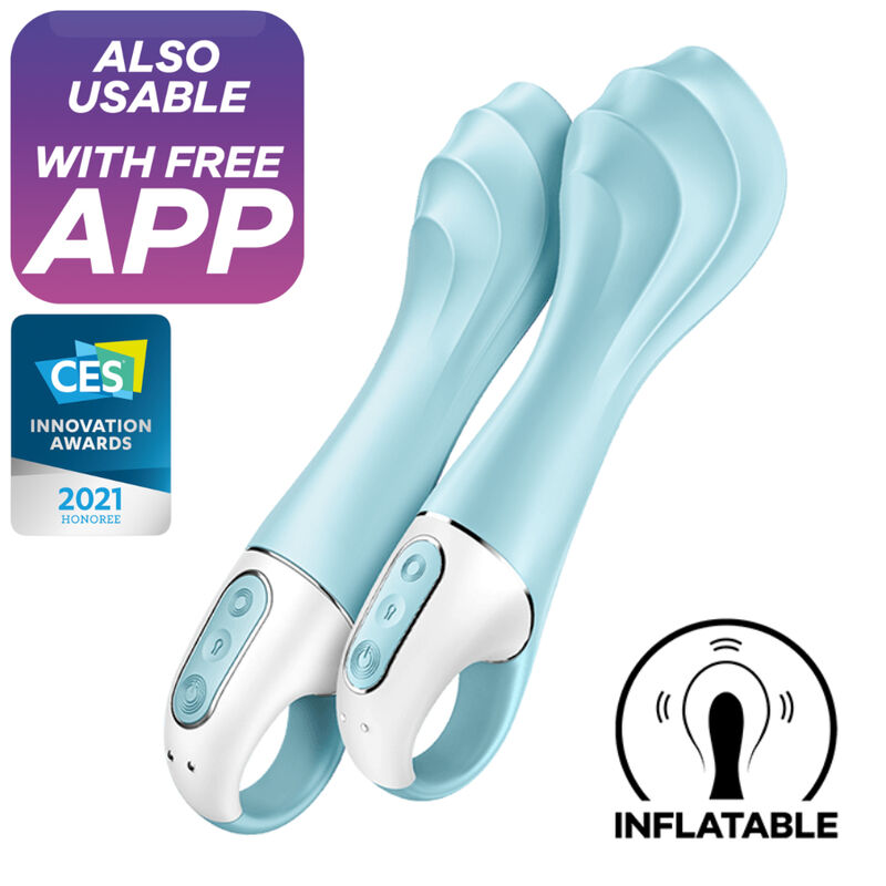 SATISFYER AIR PUMP VIBRATOR 5 INFLATABLE G SPOT VIBRATOR APP BLUE