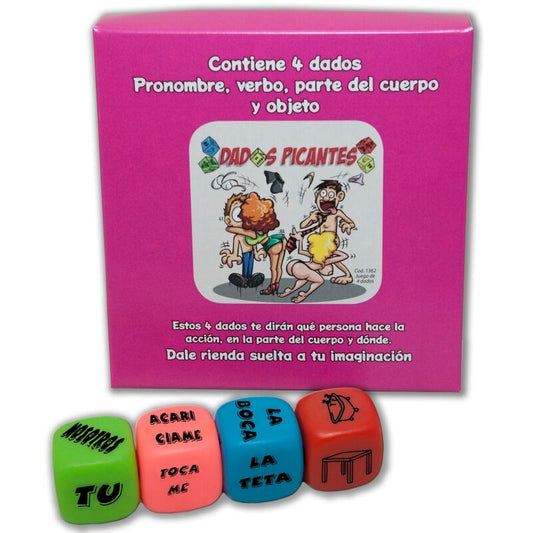 DIABLO PICANTE 4 DICE GAME OF PRONOUN VERB PART OF THE BODY AND PLACE