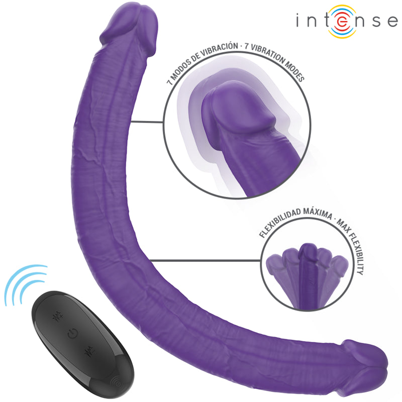 INTENSE GUNTER DILDO DOUBLE VIBRATOR 40 CM PURPLE REMOTE CONTROL