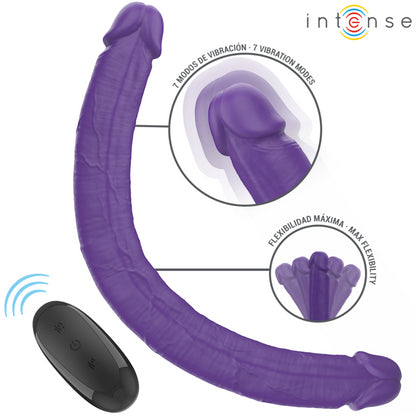 INTENSE GUNTER DILDO DOUBLE VIBRATOR 40 CM PURPLE REMOTE CONTROL