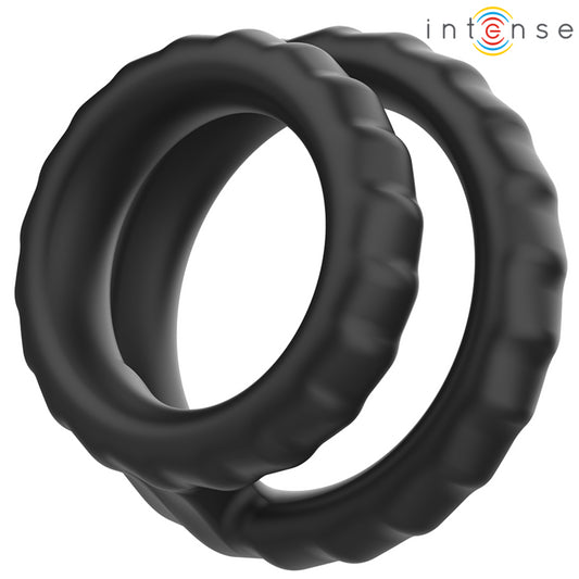 INTENSE DEWEY DOUBLE SILICONE PENIS RING BLACK MODEL 2