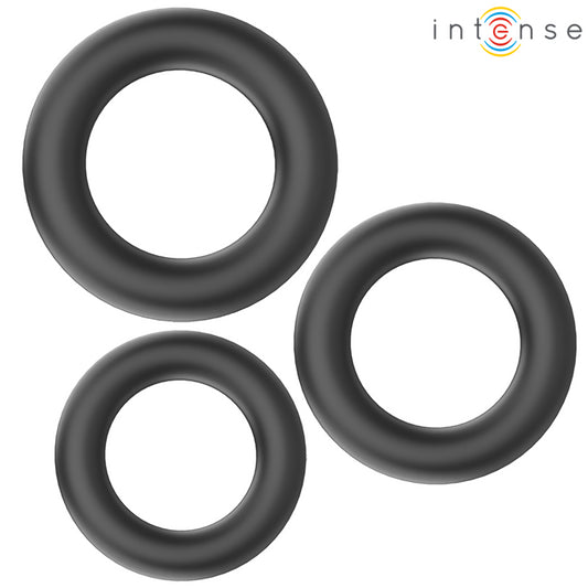 INTENSE HUGH 3 BASIC SILICONE PENIS RINGS BLACK