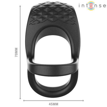 INTENSE ALEX VIBRATOR DOUBLE PENIS RING 10 VIBRATIONS BLACK