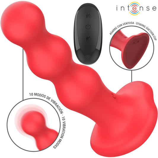 INTENSE CODY VIBRATOR WITH SUCTION CUP RED REMOTE CONTROL