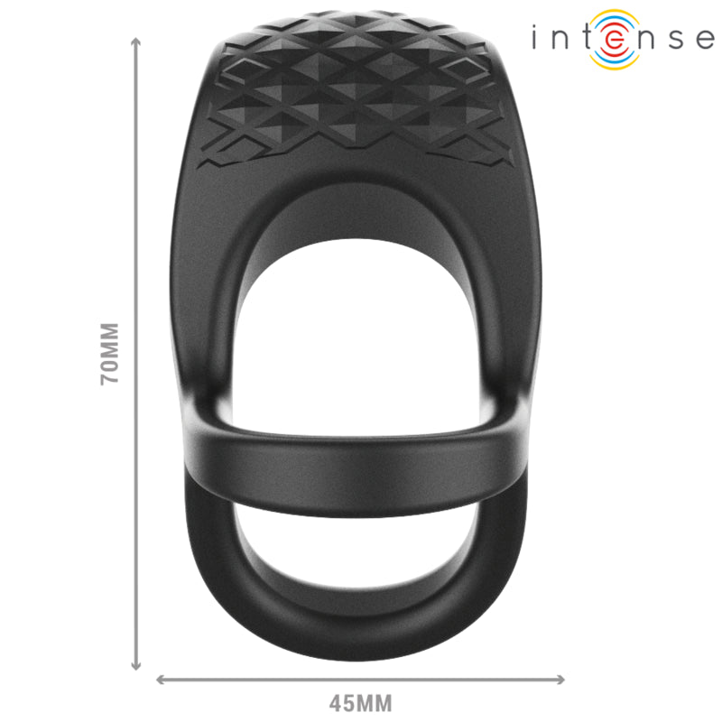 INTENSE ALEX VIBRATOR DOUBLE PENIS RING 10 VIBRATIONS BLACK