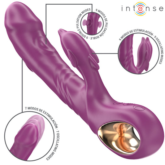 INTENSE HALLE MULTIFUNCTION VIBRATOR WITH DOLPHIN STIMULATING TONGUE PURPLE