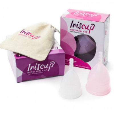 IRISCUP LARGE PINK MONTH CUP FREE STERILIZER BAG