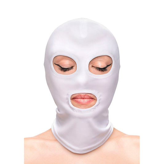 NS NOVELTIES FETISH FASHION EYES AND MOUTH HOOD NYLON WHITE