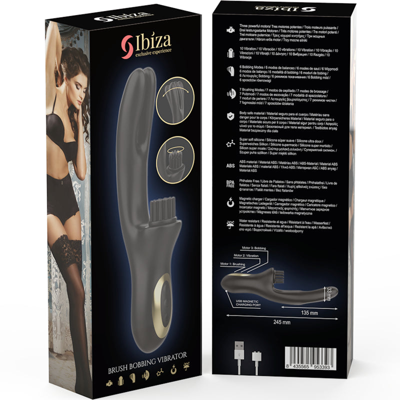 IBIZA DOUBLE VIBRATOR PINCHING BLACK