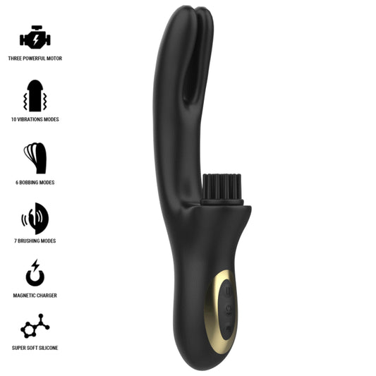 IBIZA DOUBLE VIBRATOR PINCHING BLACK