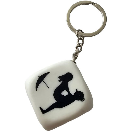 DIABLO PICANTE WHITE DICE KEYCHAIN WITH POSES