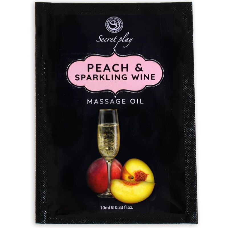 SECRETPLAY PEACH SPARKLING WINE MASSAGE OIL SACHET 10 ML