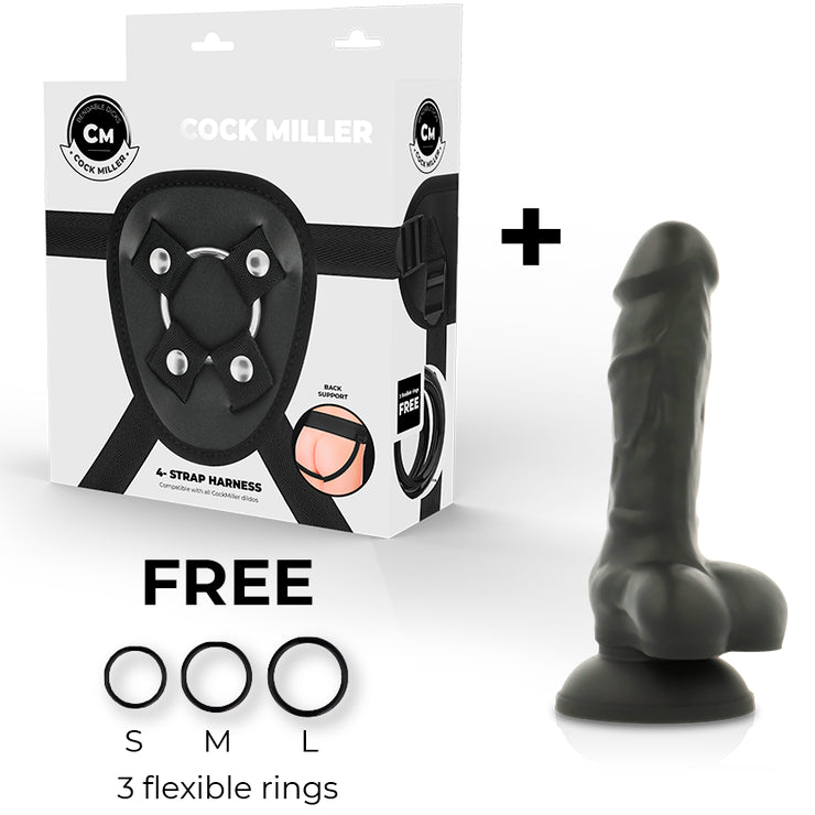 COCK MILLER HARNESS SILICONE DENSITY COCKSIL ARTICULABLE BLACK 13 CM