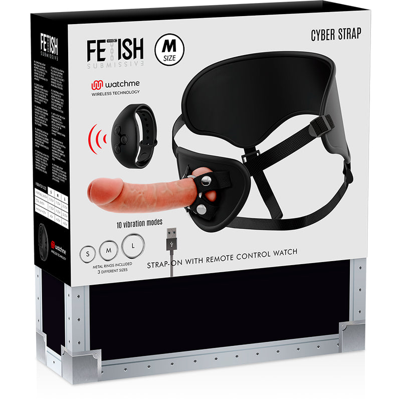 FETISH SUBMISSIVE CYBER STRAP HARNESS WITH REMOTE CONTROL DILDO WATCHME M TECHNOLOGY