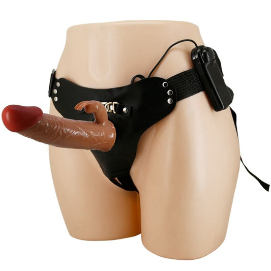 PRETTY LOVE MARION HARNESS UNIVERSAL BRIEFS WITH VIBRATION DILDO 19 CM BROWN