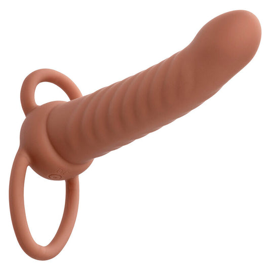 CALEXOTICS MAXX RIBBED DUAL PENETRATOR 10 VIBRATIONS BROWN