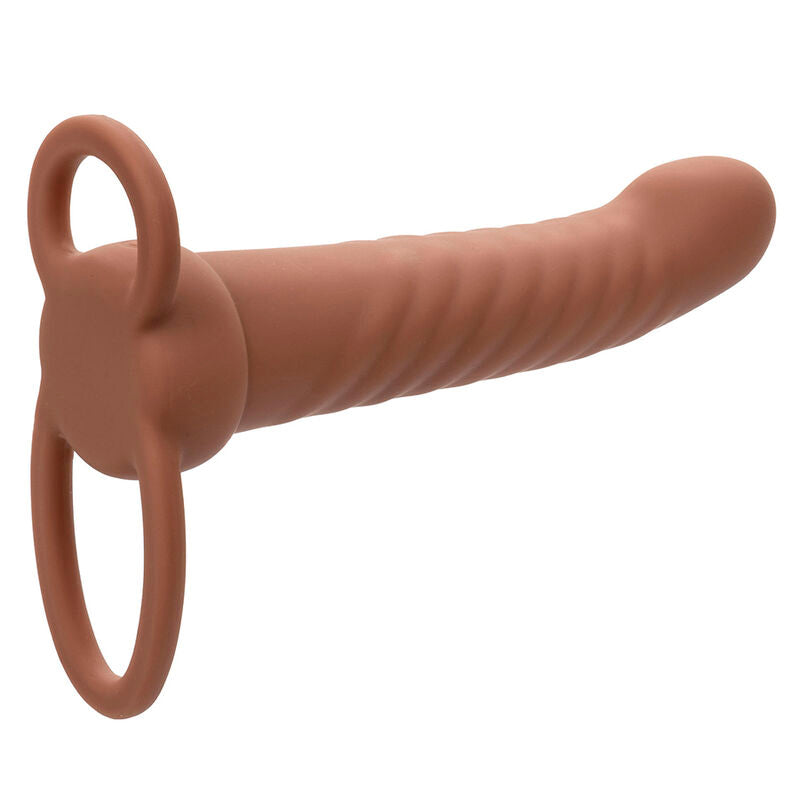 CALEXOTICS MAXX RIBBED DUAL PENETRATOR 10 VIBRATIONS BROWN