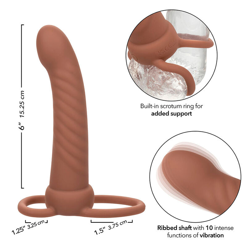 CALEXOTICS MAXX RIBBED DUAL PENETRATOR 10 VIBRATIONS BROWN