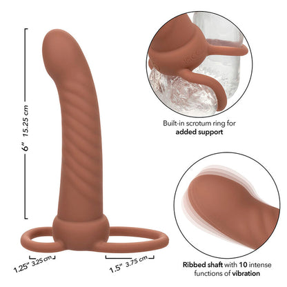 CALEXOTICS MAXX RIBBED DUAL PENETRATOR 10 VIBRATIONS BROWN