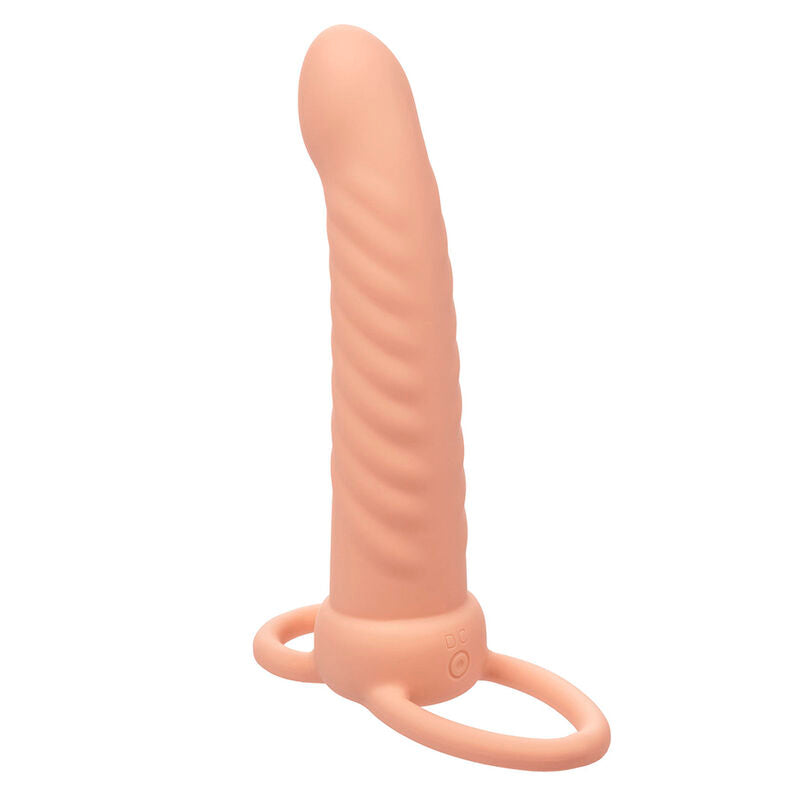 CALEXOTICS MAXX RIBBED DUAL PENETRATOR 10 VIBRATIONS FLESH