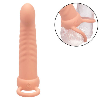 CALEXOTICS MAXX RIBBED DUAL PENETRATOR 10 VIBRATIONS FLESH